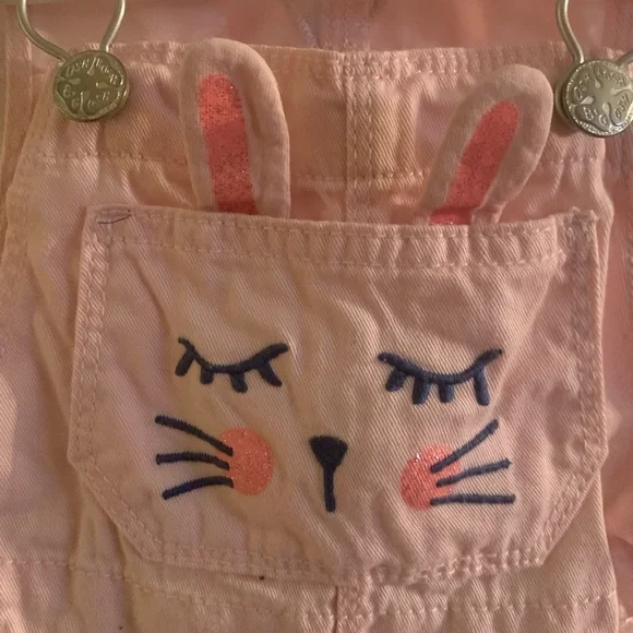 Oshkosh Bgosh Pink Bunny Dress Overalls Toddler Girl 2T - Picture 2 of 11